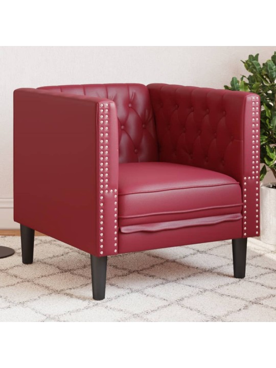 Chesterfield atpūtas krēsls, vīnsarkans mākslīgā āda