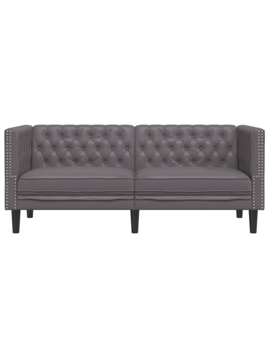 Divvietīgs chesterfield dīvāns, pelēks mākslīgā āda