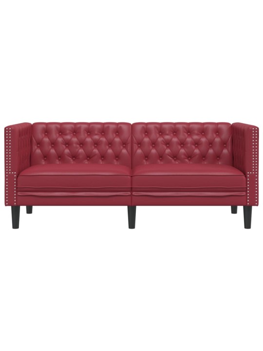 Divvietīgs chesterfield dīvāns, vīnsarkans mākslīgā āda