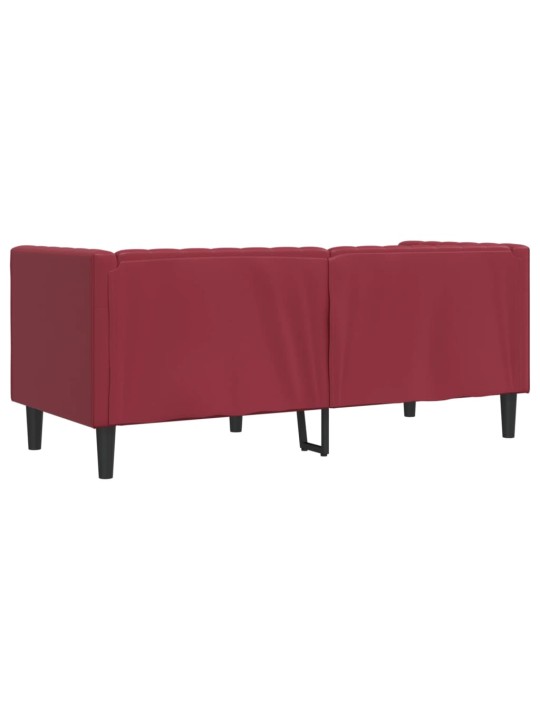 Divvietīgs chesterfield dīvāns, vīnsarkans mākslīgā āda