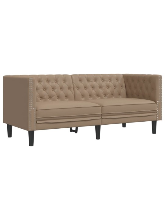 Divvietīgs chesterfield dīvāns, kapučīno mākslīgā āda