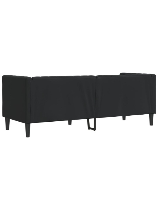 Chesterfield sofa 3-seater melna mākslīgā āda