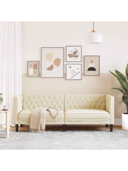 Chesterfield sofa 3-seater krēmkrāsas mākslīgā āda