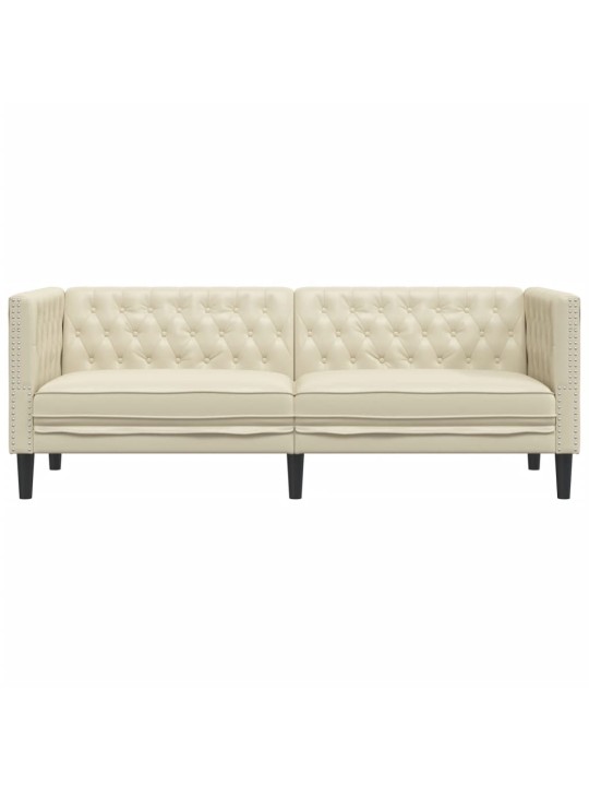 Chesterfield sofa 3-seater krēmkrāsas mākslīgā āda