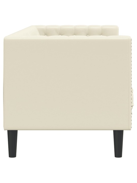 Chesterfield sofa 3-seater krēmkrāsas mākslīgā āda