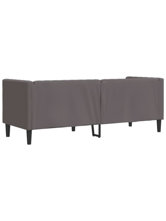 Chesterfield sofa 3-seater pelēks mākslīgā āda