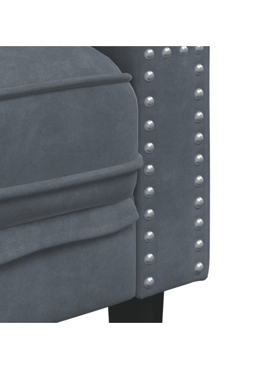 Chesterfield atpūtas krēsls, tumši pelēks samts