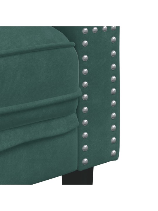 Chesterfield atpūtas krēsls, tumši zaļš samts
