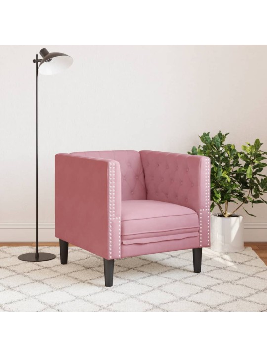 Chesterfield atpūtas krēsls, rozā samts