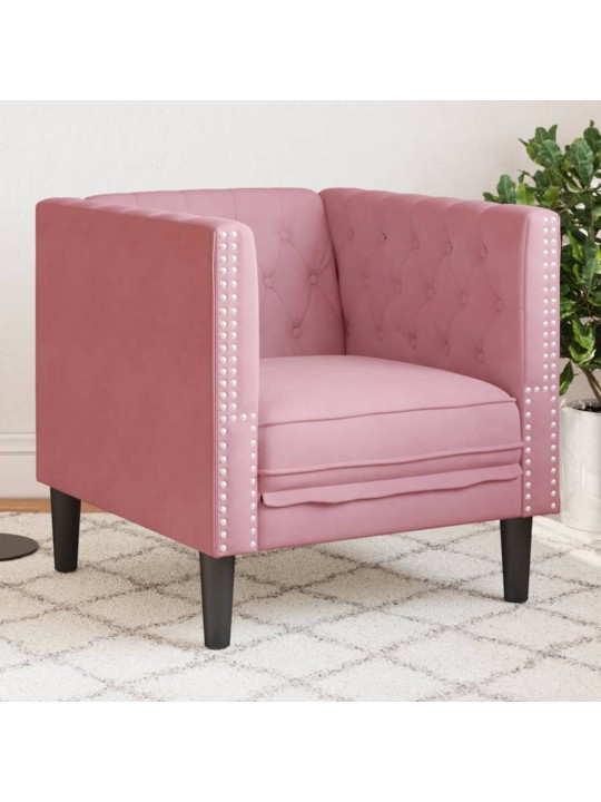 Chesterfield atpūtas krēsls, rozā samts
