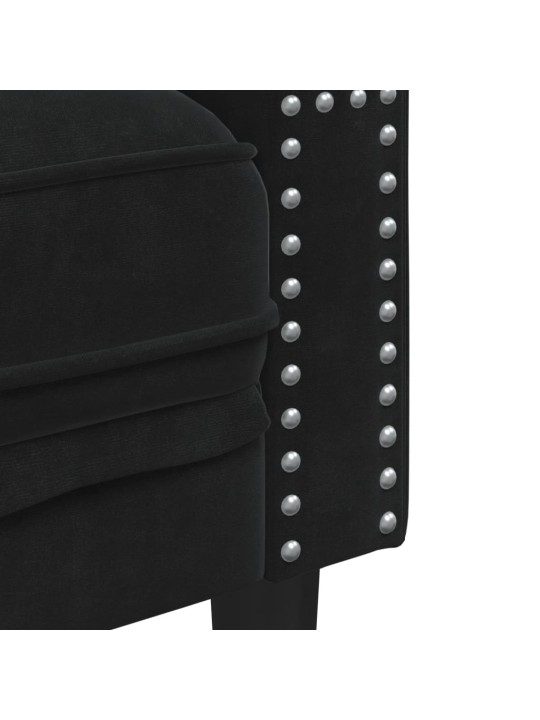 Chesterfield atpūtas krēsls, melns samts