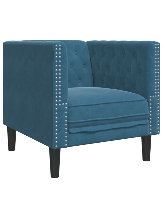 Chesterfield atpūtas krēsls, zils samts