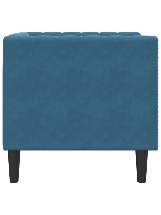 Chesterfield atpūtas krēsls, zils samts
