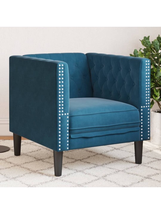 Chesterfield atpūtas krēsls, zils samts