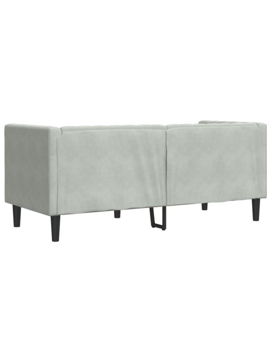 Chesterfield dīvāns ar balstiem, divvietīgs, gaiši pelēks samts