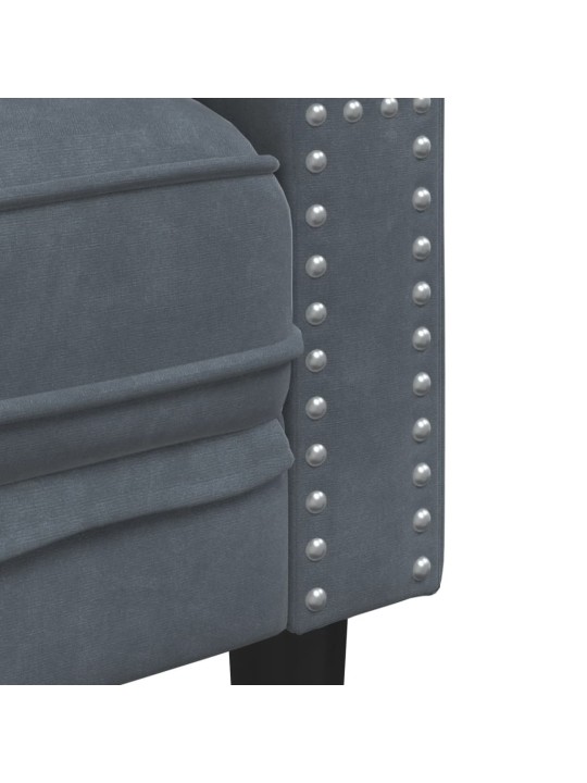 Chesterfield dīvāns ar balstiem, divvietīgs, tumši pelēks samts