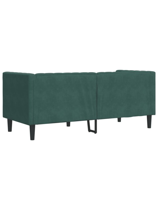 Chesterfield dīvāns ar balstiem, divvietīgs, tumši zaļš samts