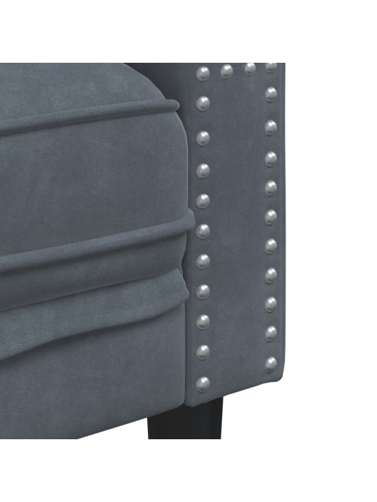 Chesterfield dīvāns ar balstiem trīsvietīgs tumši pelēks samts