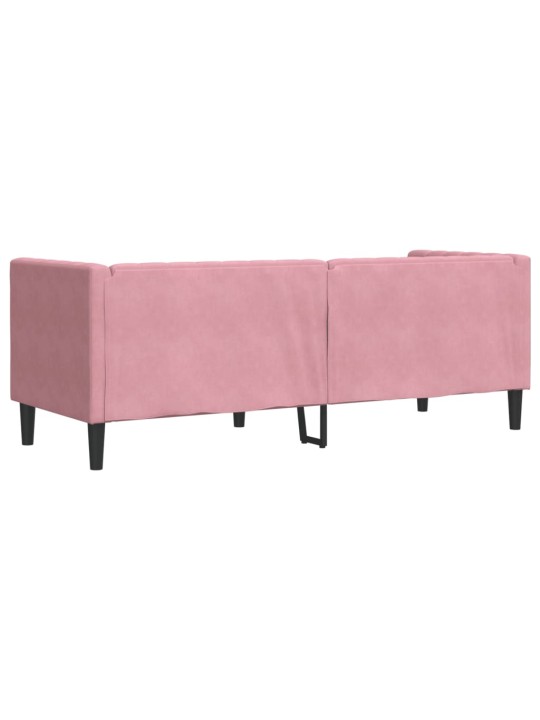 Chesterfield dīvāns ar balstiem, trīsvietīgs, rozā samts