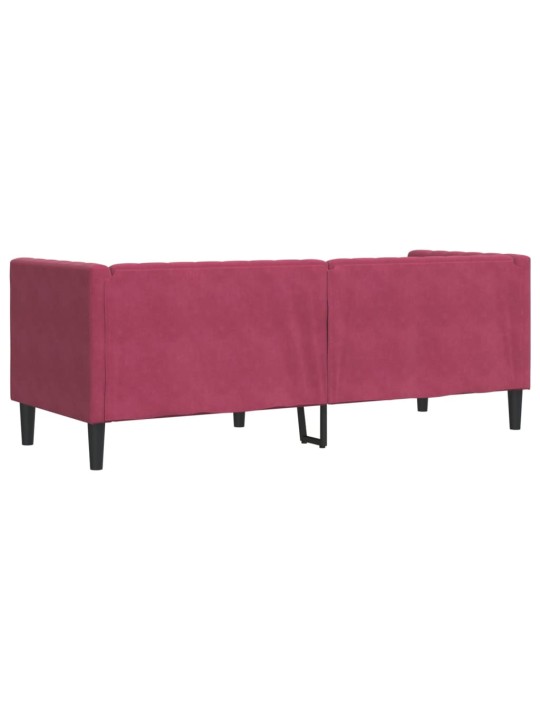 Chesterfield dīvāns ar balstiem, trīsvietīgs, vīnsarkans samts