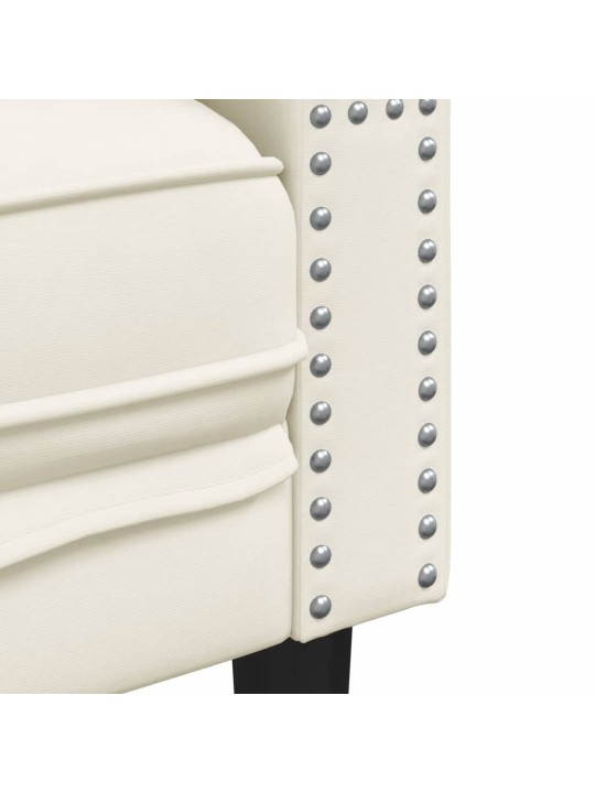 Chesterfield dīvāns ar balstiem, trīsvietīgs, krēmkrāsas samts