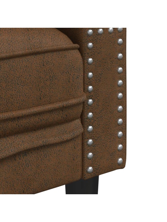 Chesterfield dīvāns ar balstiem, trīsvietīgs, brūns