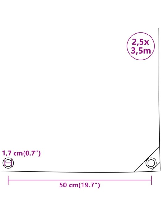 Brezenta pārklājs, antracītpelēks, 2,5x3,5 m, 650 g/m²