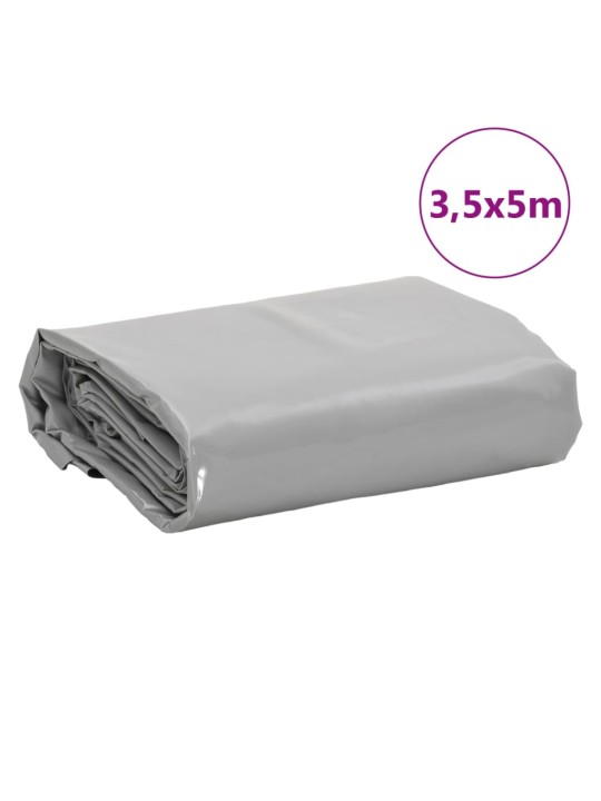 Brezenta pārklājs, pelēks, 3,5x5 m, 650 g/m²
