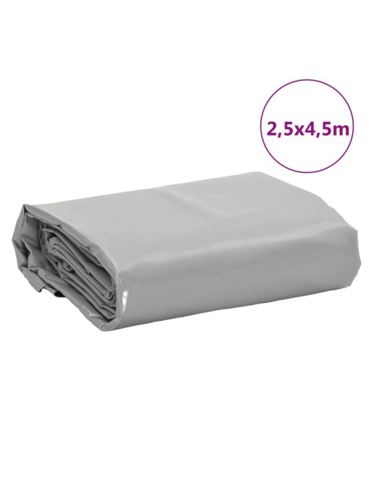 Brezenta pārklājs, pelēks, 2,5x4,5 m, 650 g/m²