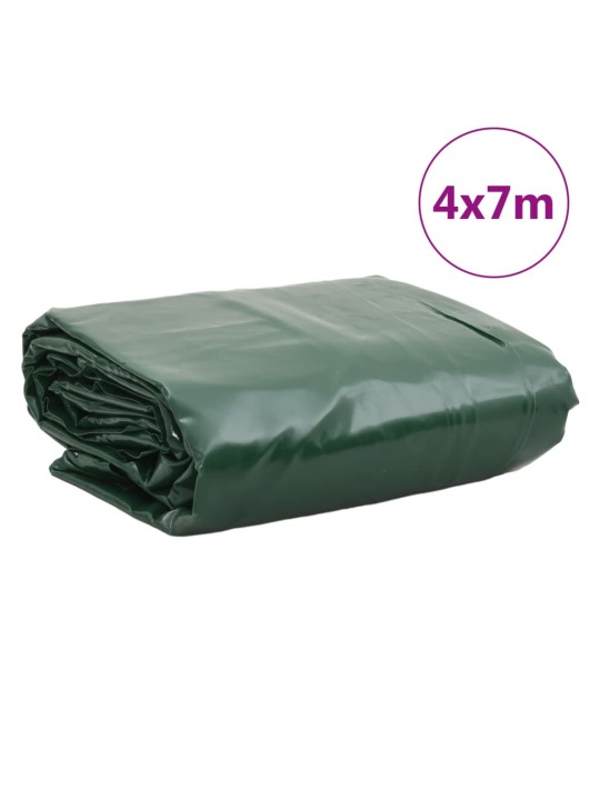 Brezenta pārklājs, zaļš, 4x7 m, 650 g/m²