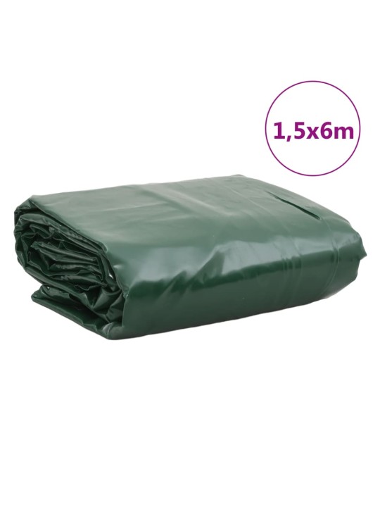 Brezenta pārklājs, zaļš, 1,5x6 m, 650 g/m²