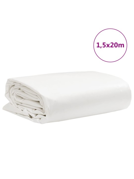 Brezenta pārklājs, balts, 1,5x20 m, 650 g/m²