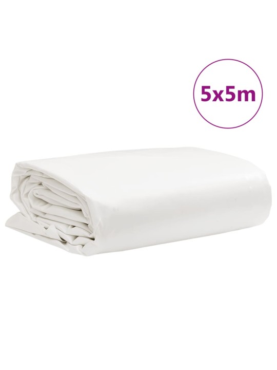 Brezenta pārklājs, balts, 5x5 m, 650 g/m²