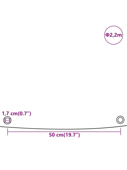 Brezenta pārklājs, pelēks, ø 2,2 m, 650 g/m²
