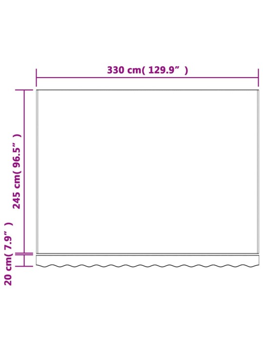 Nojumes maiņas jumts, daudzkrāsainas svītras, 3,5x2,5 m