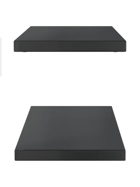 Sienas plaukti, 2 gab., 100x30x3 cm, nerūsējošs tērauds, melna