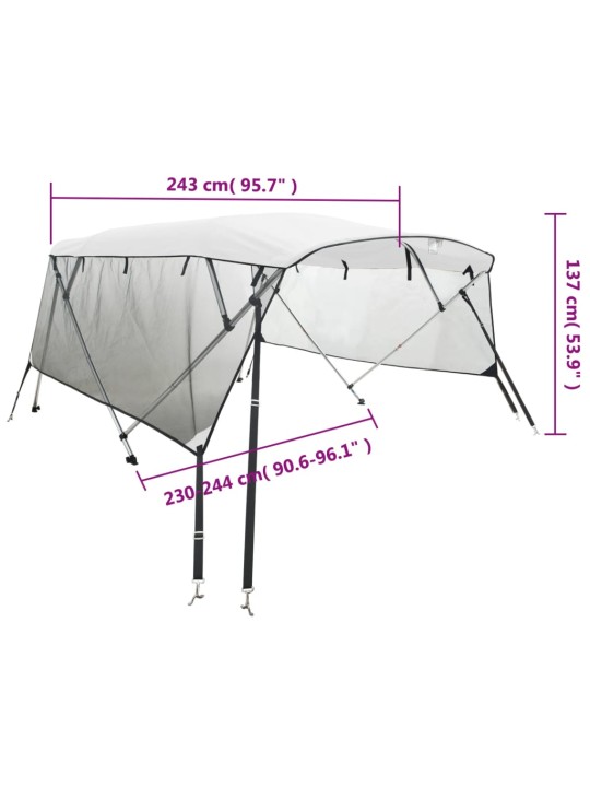 Četruloku motorlaivas jumts ar tīkla sienām 243x(230-244)x137cm
