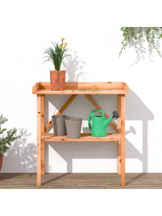 Stādīšanas galds ar plauktu, brūna, 78x38x82,5 cm, egles koks