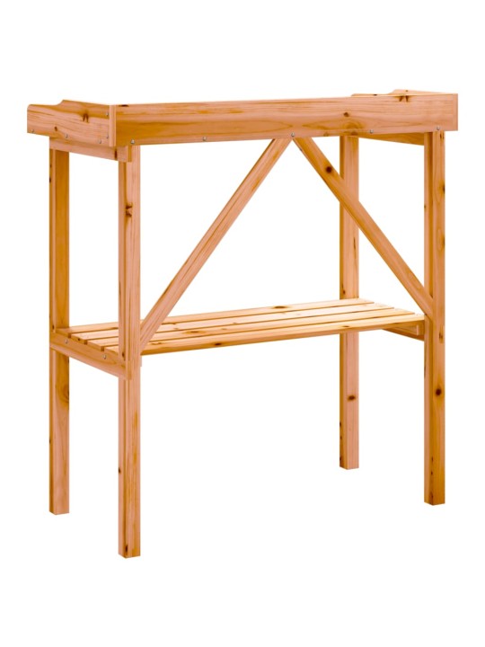 Stādīšanas galds ar plauktu, brūna, 78x38x82,5 cm, egles koks