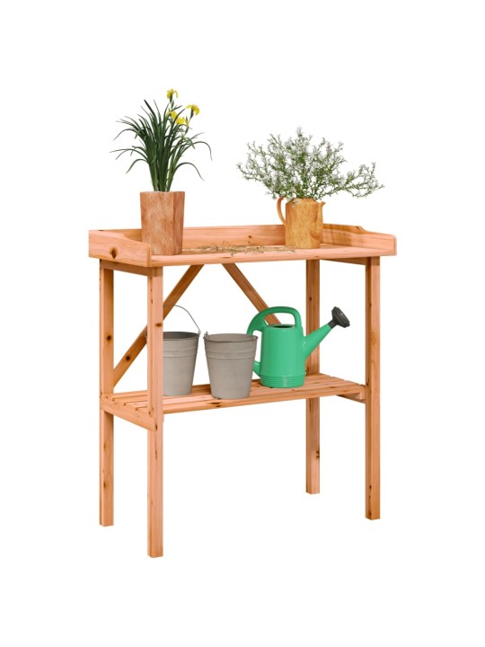 Stādīšanas galds ar plauktu, brūna, 78x38x82,5 cm, egles koks