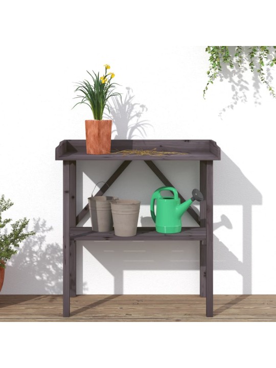 Stādīšanas galds ar plauktu, pelēka, 78x38x82,5 cm, egles koks