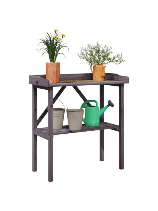 Stādīšanas galds ar plauktu, pelēka, 78x38x82,5 cm, egles koks