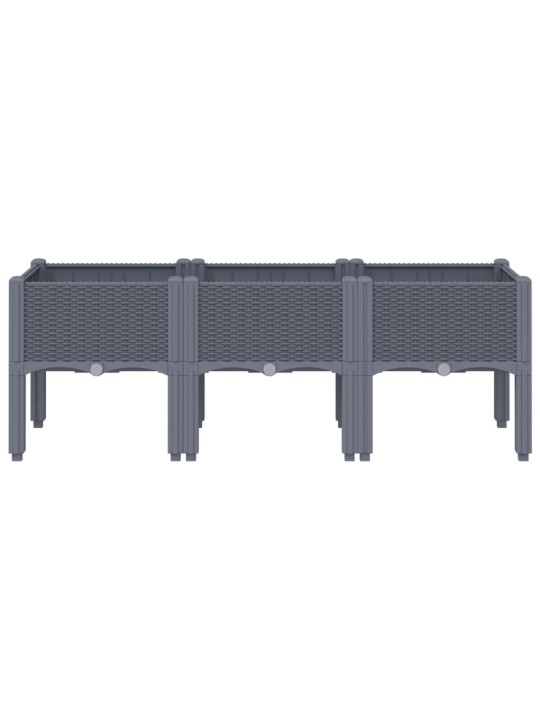 Dārza puķu kaste ar kājām, zili pelēka, 120x40x42 cm, pp