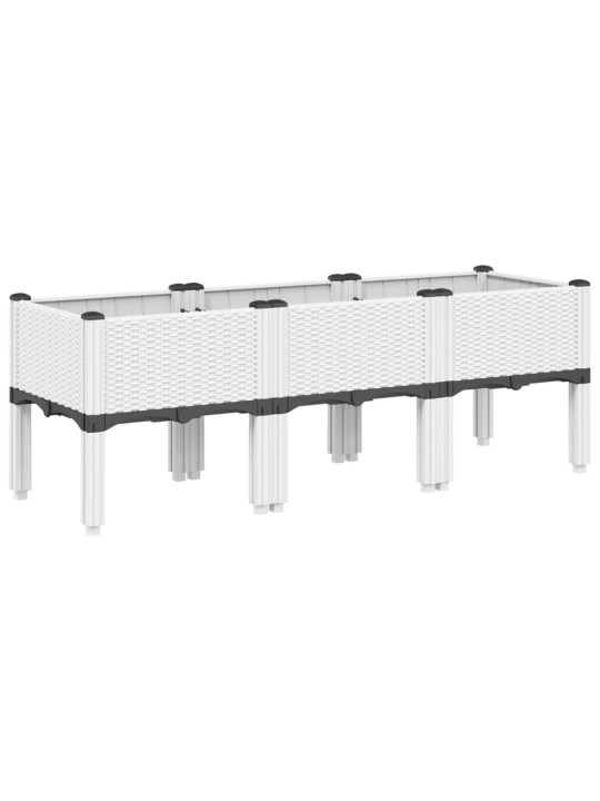 Dārza puķu kaste ar kājām, balta, 120x40x42 cm, pp