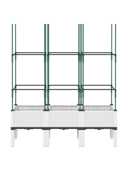 Dārza puķu kaste ar špaleru, balta, 120x40x142,5 cm, pp