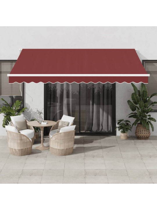 Izvelkama markīze ar led, manuāla, 400x300 cm, vīnsarkana