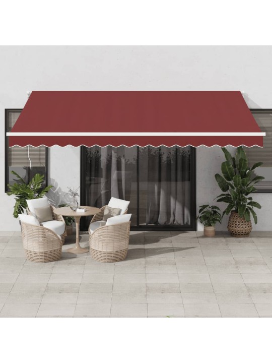 Izvelkama markīze ar led, automātiska, 450x300 cm, vīnsarkana