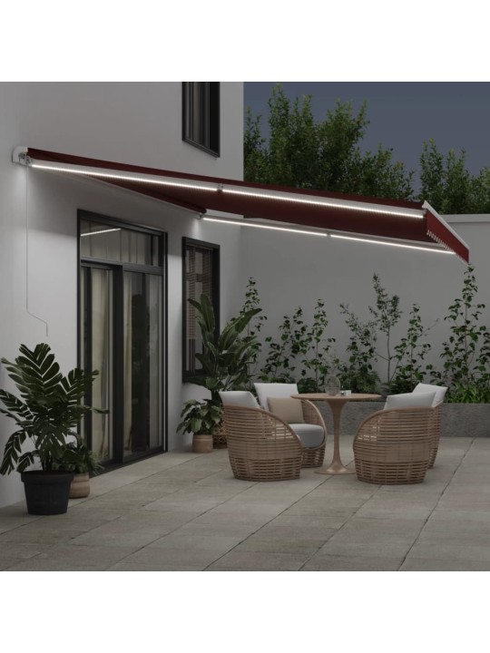 Izvelkama markīze ar led, manuāla, 600x300 cm, vīnsarkana