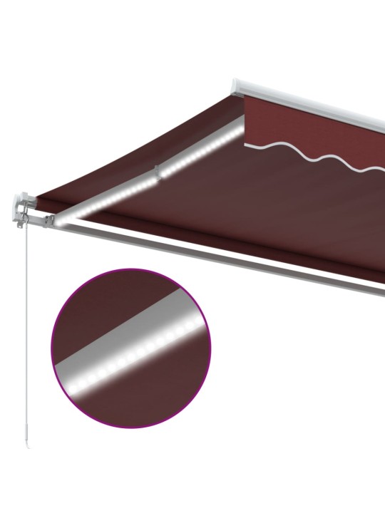 Izvelkama markīze ar led, manuāla, 600x300 cm, vīnsarkana