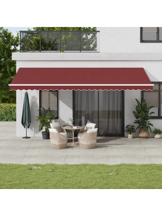 Izvelkama markīze ar led, manuāla, 600x300 cm, vīnsarkana